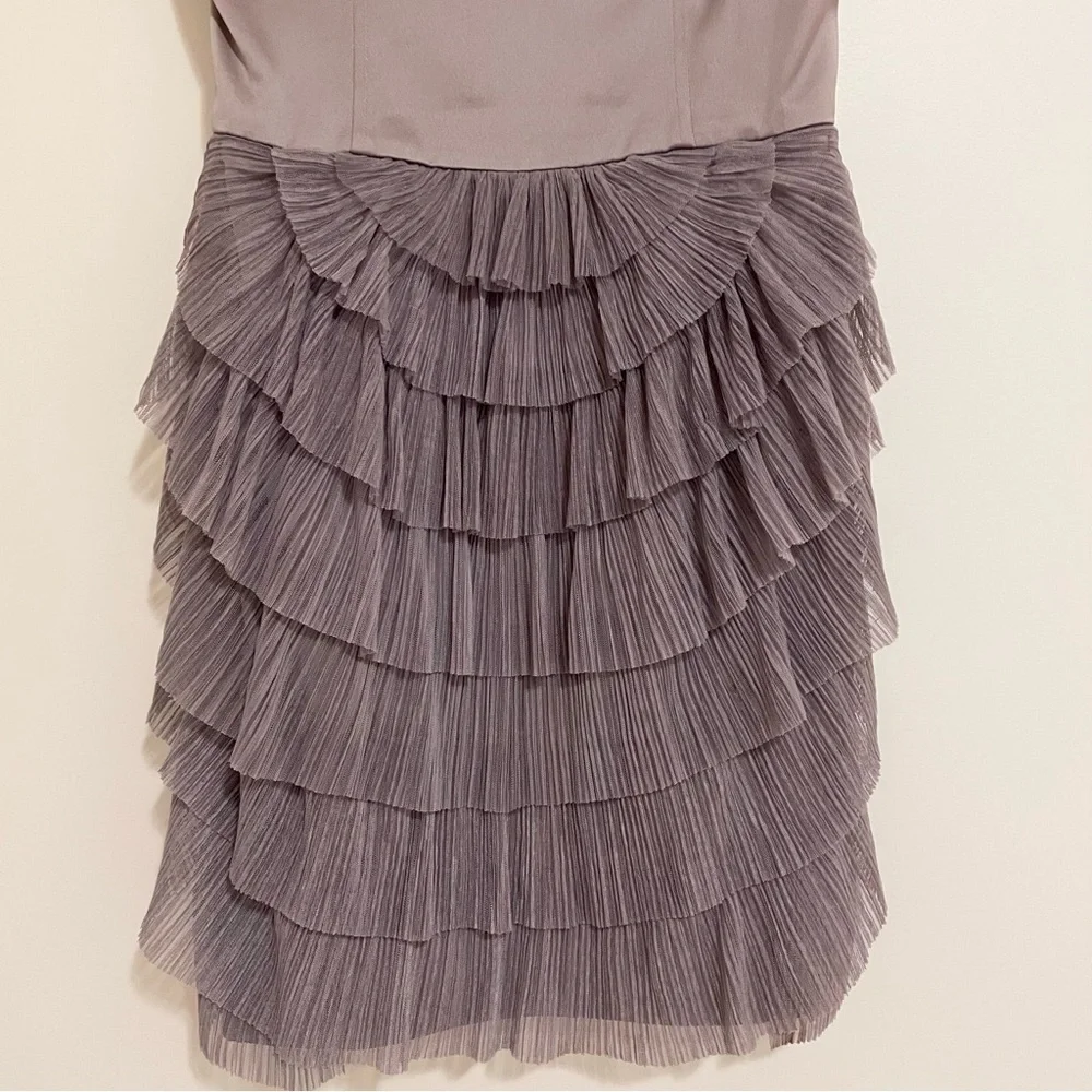 BCBGMaxazria Jaquier Dress Hazlenut Taupe Cocktail Tulle Dress Sz 4